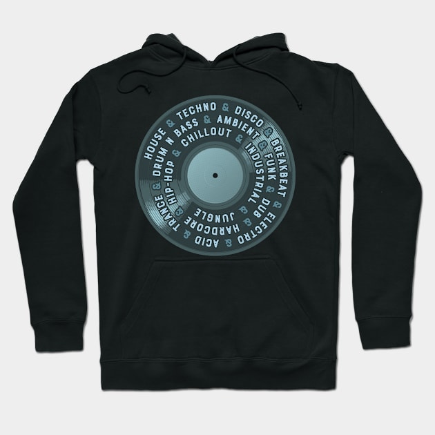 Old School Music Styles - Green Hoodie by SunsetGraphics